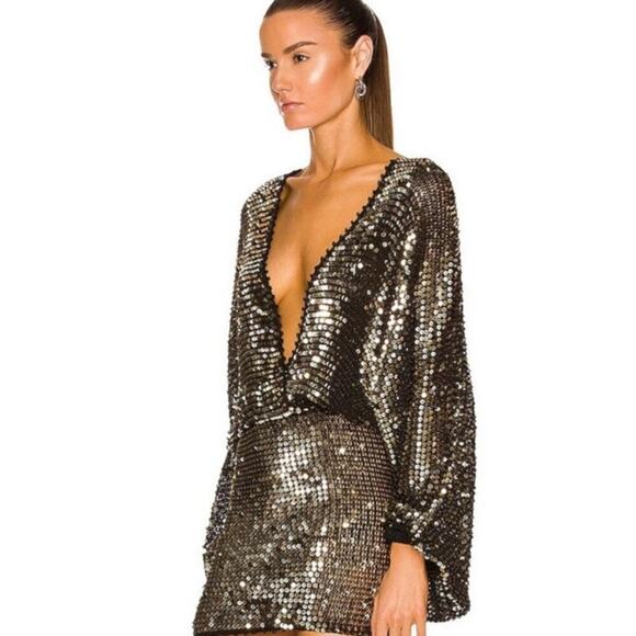 Retrofete Black and Silver Sequin Mini Dress - Picture 2 of 9